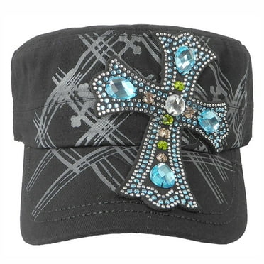 Ladies Brown Tan Gold Glitter Rhinestone CROSS Wings Embroidered Ball Cap Hat Ladies Brown Tan Gold Glitter Rhinestone CROSS Wings Embroidered Ball Cap Hat